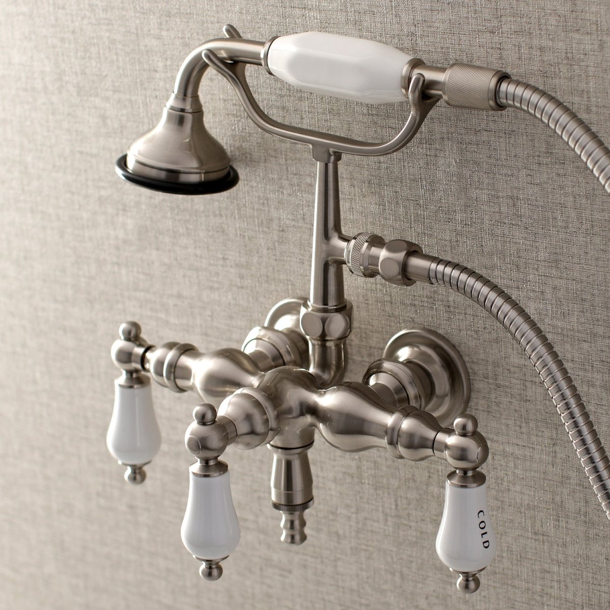 Aqua Vintage 3.4" Wall Mount Tub Faucet With Hand Shower - BUILDMYPLACE