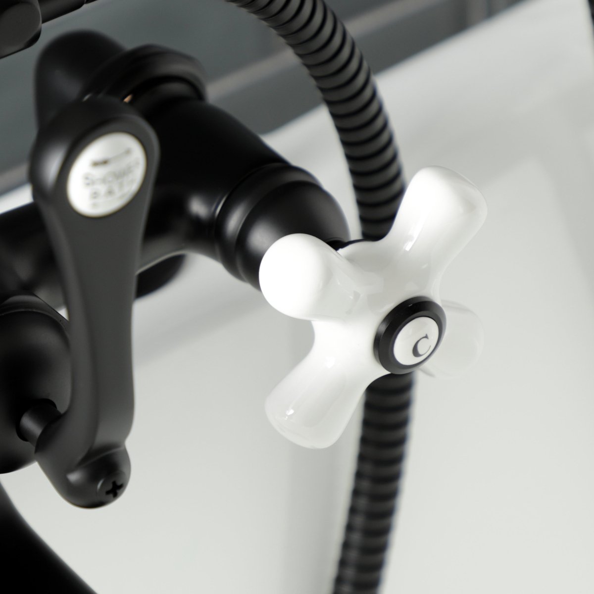 Aqua Vintage 7" Tub Faucet & 2 Hole Installation With Hand Shower - BUILDMYPLACE