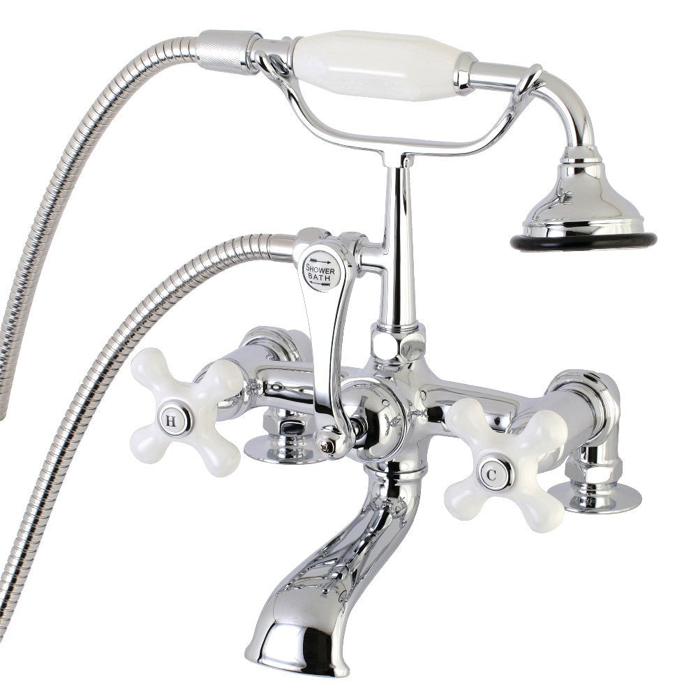 Aqua Vintage 7" Tub Faucet & 2 Hole Installation With Hand Shower - BUILDMYPLACE