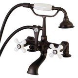 Aqua Vintage 7" Tub Faucet & 2 Hole Installation With Hand Shower - BUILDMYPLACE
