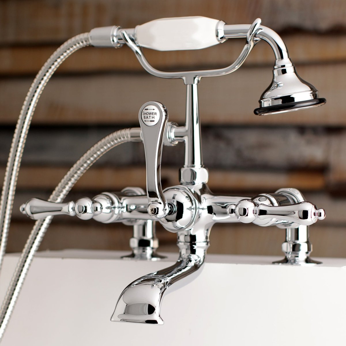 Aqua Vintage 7" Tub Faucet W/ Hand Shower - BUILDMYPLACE