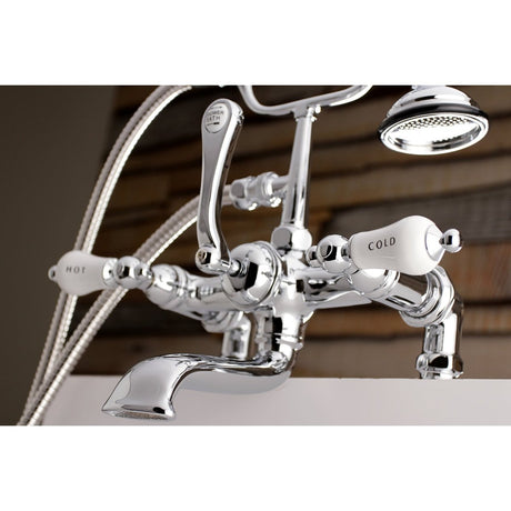 Aqua Vintage 7" Tub Faucet With Hand Shower 6.5" Spout Reach From Center - BUILDMYPLACE