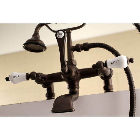 Aqua Vintage 7" Tub Faucet With Hand Shower 6.5" Spout Reach From Center - BUILDMYPLACE