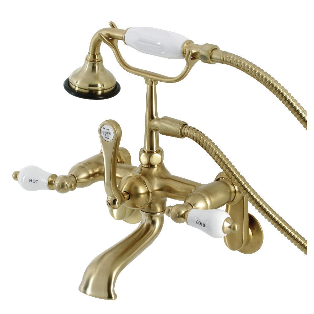 Aqua Vintage 7" Tub Faucet With Hand Shower 6.5" Spout Reach From Center - BUILDMYPLACE