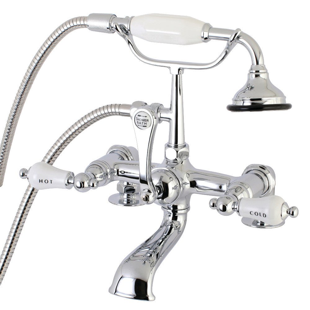 Aqua Vintage 7" Tub Faucet With Hand Shower 6.5" Spout Reach From Center - BUILDMYPLACE