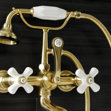 Aqua Vintage 7" Wall Mount Tub Faucet With Hand Shower - BUILDMYPLACE