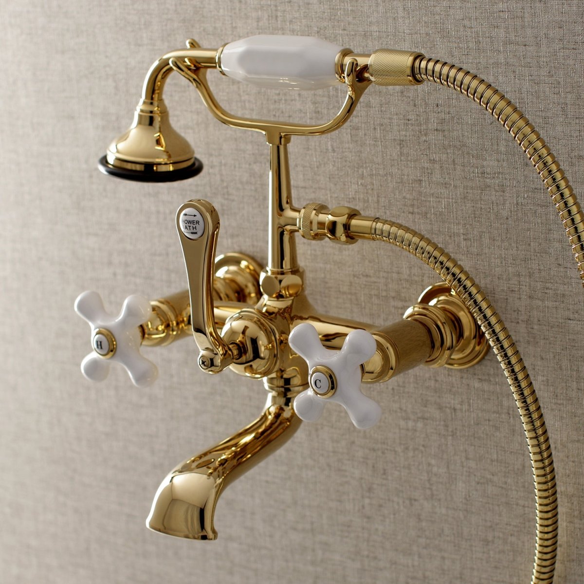 Aqua Vintage 7" Wall Mount Tub Faucet With Hand Shower - BUILDMYPLACE