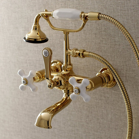 Aqua Vintage 7" Wall Mount Tub Faucet With Hand Shower - BUILDMYPLACE