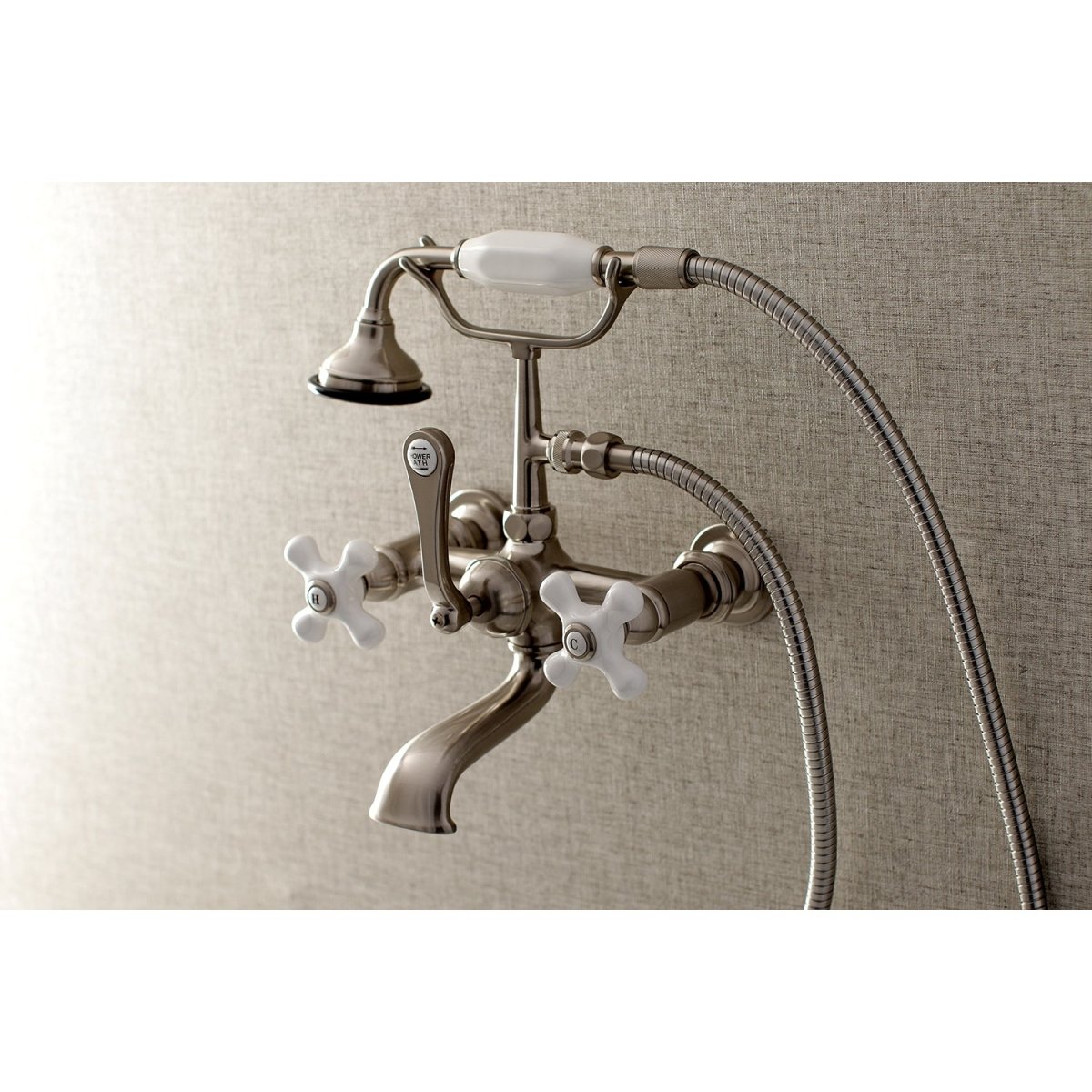 Aqua Vintage 7" Wall Mount Tub Faucet With Hand Shower - BUILDMYPLACE