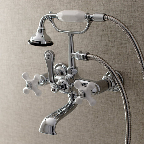 Aqua Vintage 7" Wall Mount Tub Faucet With Hand Shower - BUILDMYPLACE