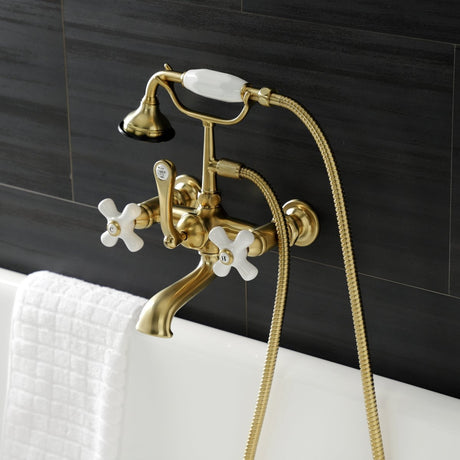 Aqua Vintage 7" Wall Mount Tub Faucet With Hand Shower - BUILDMYPLACE