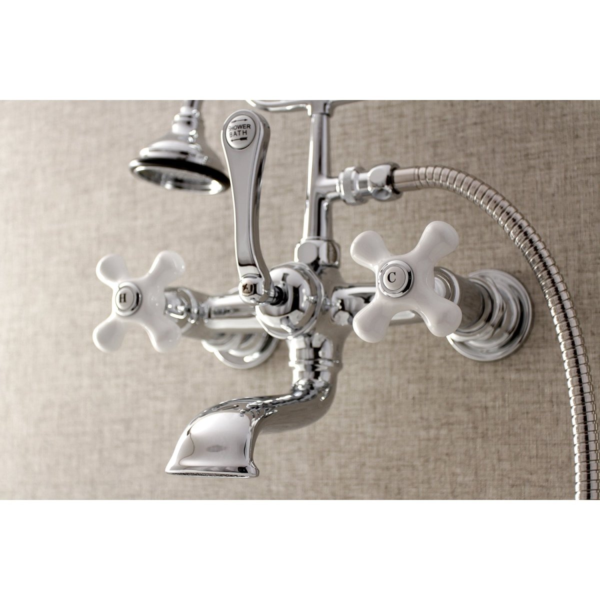 Aqua Vintage 7" Wall Mount Tub Faucet With Hand Shower - BUILDMYPLACE