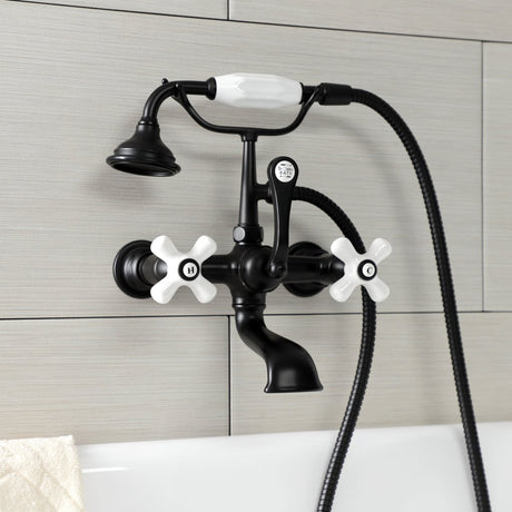 Aqua Vintage 7" Wall Mount Tub Faucet With Hand Shower - BUILDMYPLACE