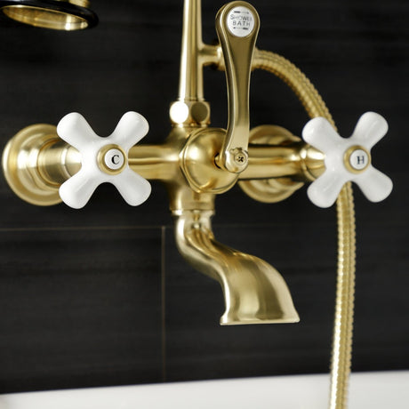 Aqua Vintage 7" Wall Mount Tub Faucet With Hand Shower - BUILDMYPLACE