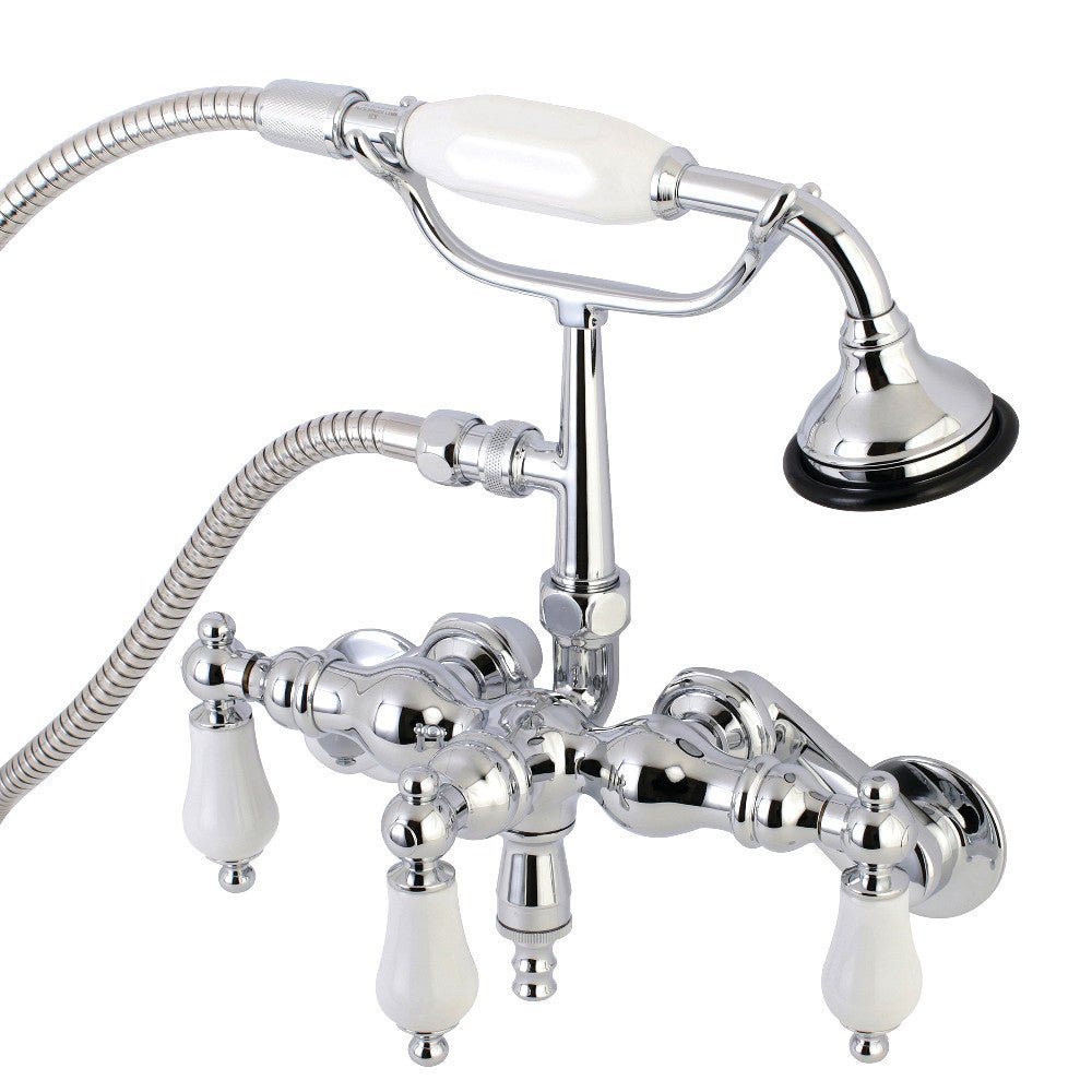 Aqua Vintage Adjustable Wall Mount Clawfoot Tub Faucet With Hand Shower In 3.4 Inch - BUILDMYPLACE