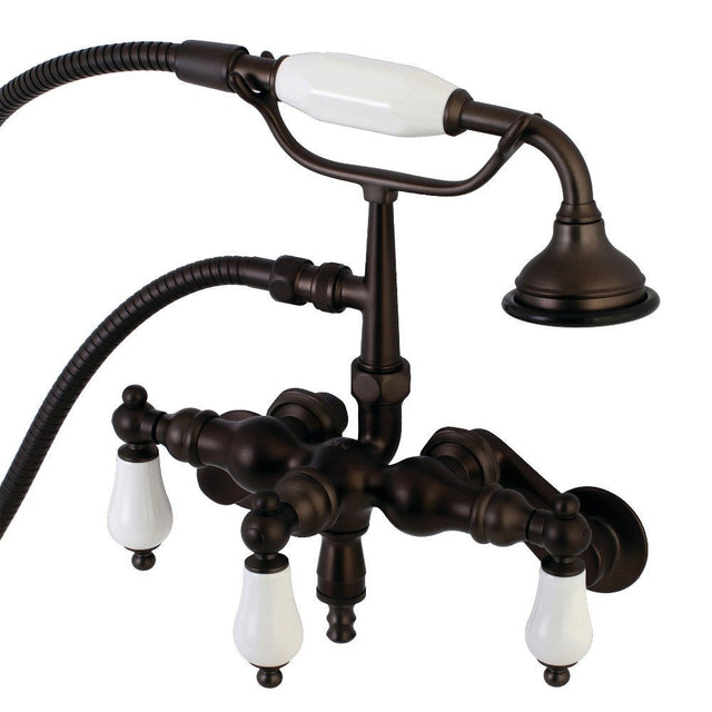 Aqua Vintage Adjustable Wall Mount Clawfoot Tub Faucet With Hand Shower In 3.4 Inch - BUILDMYPLACE