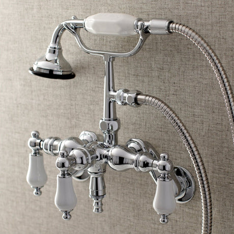 Aqua Vintage Adjustable Wall Mount Clawfoot Tub Faucet With Hand Shower In 3.4 Inch - BUILDMYPLACE