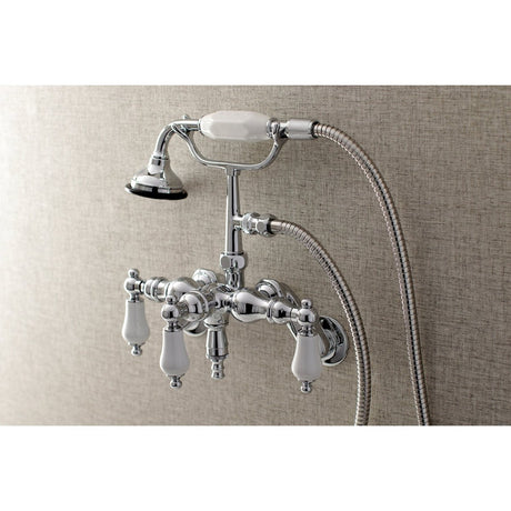 Aqua Vintage Adjustable Wall Mount Clawfoot Tub Faucet With Hand Shower In 3.4 Inch - BUILDMYPLACE