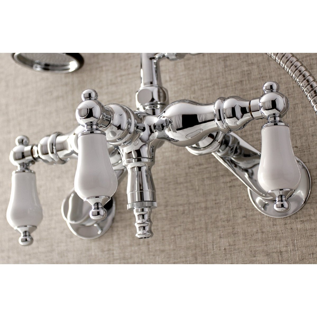 Aqua Vintage Adjustable Wall Mount Clawfoot Tub Faucet With Hand Shower In 3.4 Inch - BUILDMYPLACE