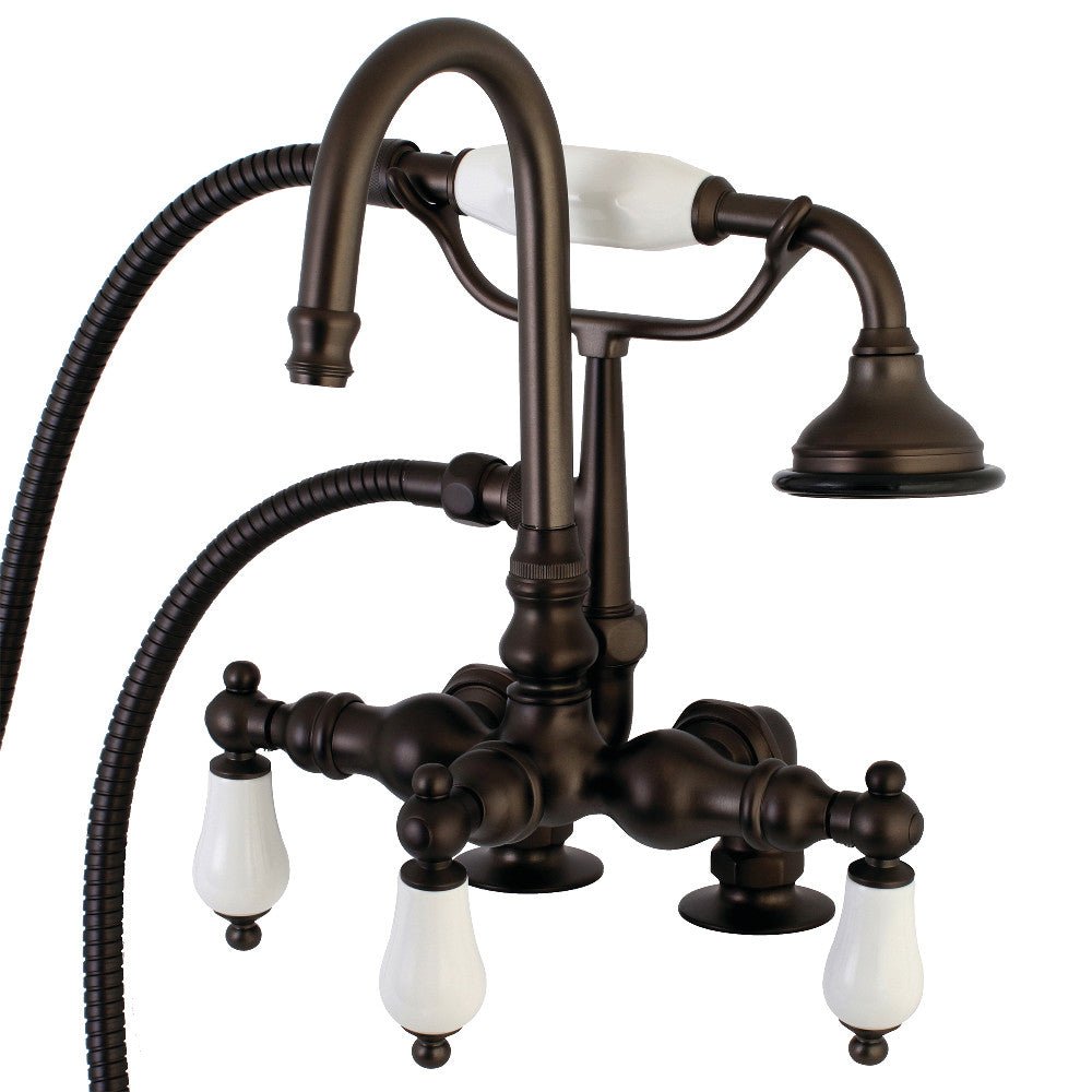 Aqua Vintage Clawfoot Tub Faucet W/ Hand Shower In 3.4" Center & Two Hole Intallation - BUILDMYPLACE