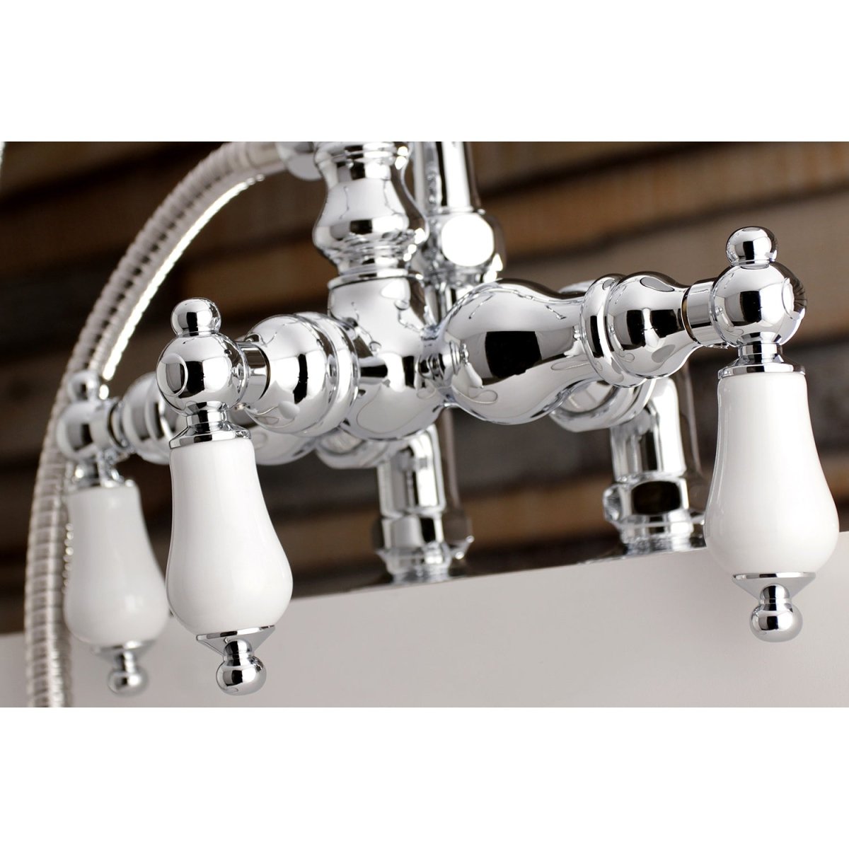 Aqua Vintage Clawfoot Tub Faucet W/ Hand Shower In 3.4" Center & Two Hole Intallation - BUILDMYPLACE