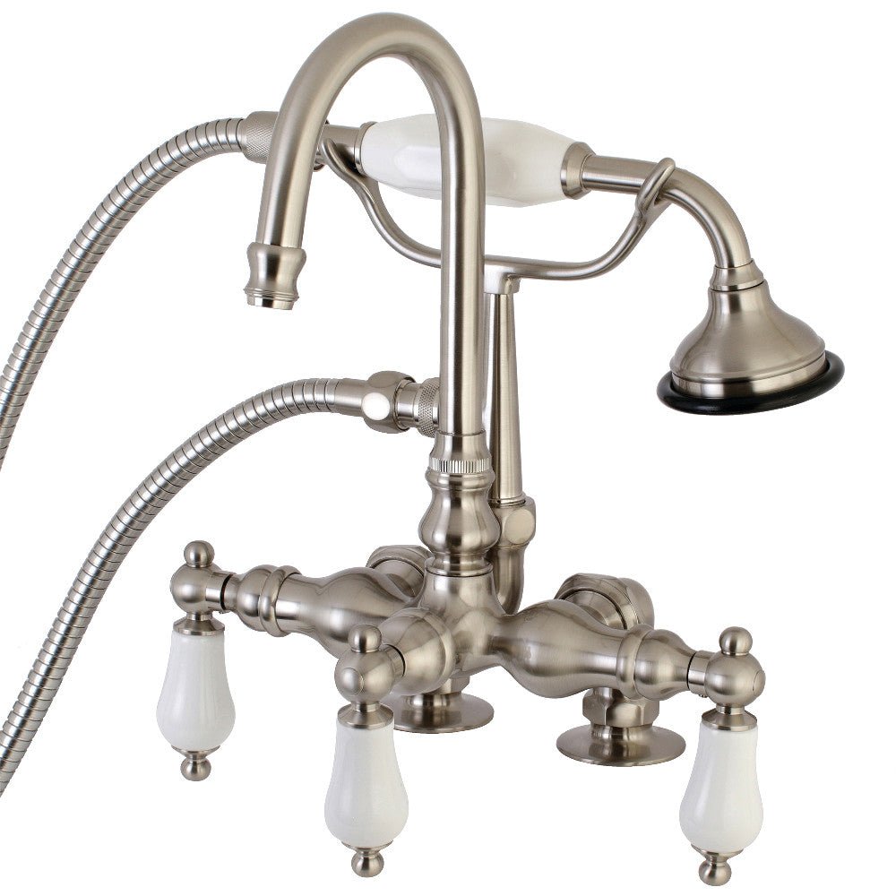 Aqua Vintage Clawfoot Tub Faucet W/ Hand Shower In 3.4" Center & Two Hole Intallation - BUILDMYPLACE