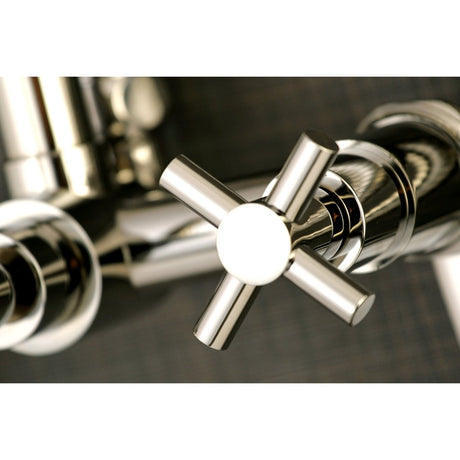 Aqua Vintage Concord 7" Adjustable Wall Mount Tub Faucet With Cross Handles - BUILDMYPLACE