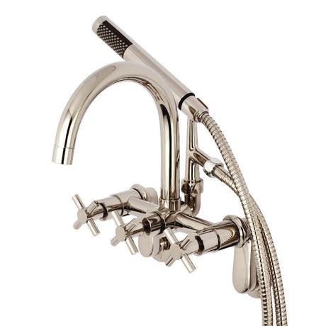 Aqua Vintage Concord 7" Adjustable Wall Mount Tub Faucet With Cross Handles - BUILDMYPLACE