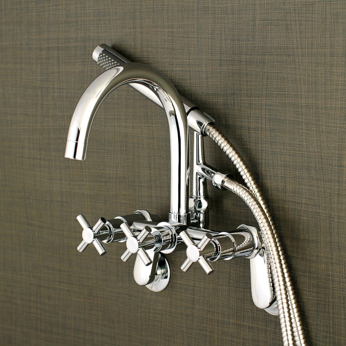 Aqua Vintage Concord 7" Adjustable Wall Mount Tub Faucet With Cross Handles - BUILDMYPLACE