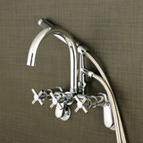 Aqua Vintage Concord 7" Adjustable Wall Mount Tub Faucet With Cross Handles - BUILDMYPLACE