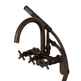 Aqua Vintage Concord 7" Adjustable Wall Mount Tub Faucet With Cross Handles - BUILDMYPLACE