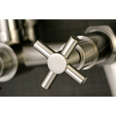 Aqua Vintage Concord 7" Adjustable Wall Mount Tub Faucet With Cross Handles - BUILDMYPLACE