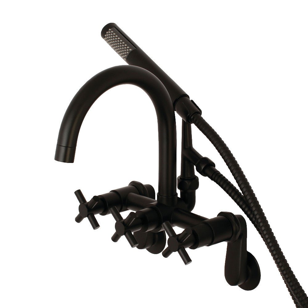 Aqua Vintage Concord 7" Adjustable Wall Mount Tub Faucet With Cross Handles - BUILDMYPLACE