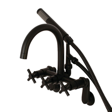 Aqua Vintage Concord 7" Adjustable Wall Mount Tub Faucet With Cross Handles - BUILDMYPLACE
