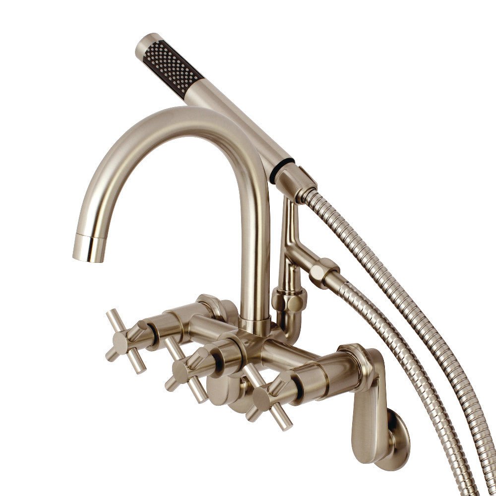Aqua Vintage Concord 7" Adjustable Wall Mount Tub Faucet With Cross Handles - BUILDMYPLACE