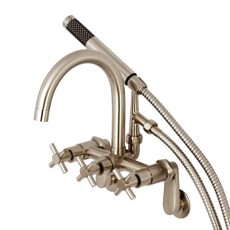 Aqua Vintage Concord 7" Adjustable Wall Mount Tub Faucet With Cross Handles - BUILDMYPLACE