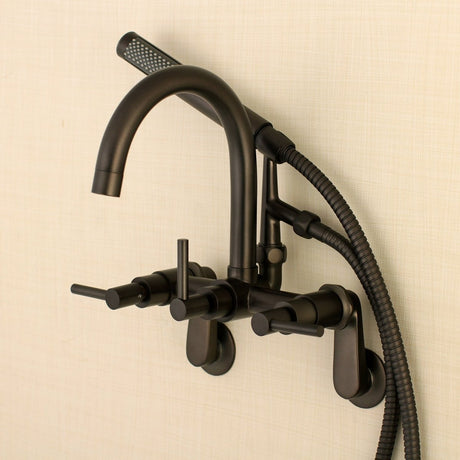 Aqua Vintage Concord 7" Adjustable Wall Mount Tub Faucet With Lever Handles - BUILDMYPLACE