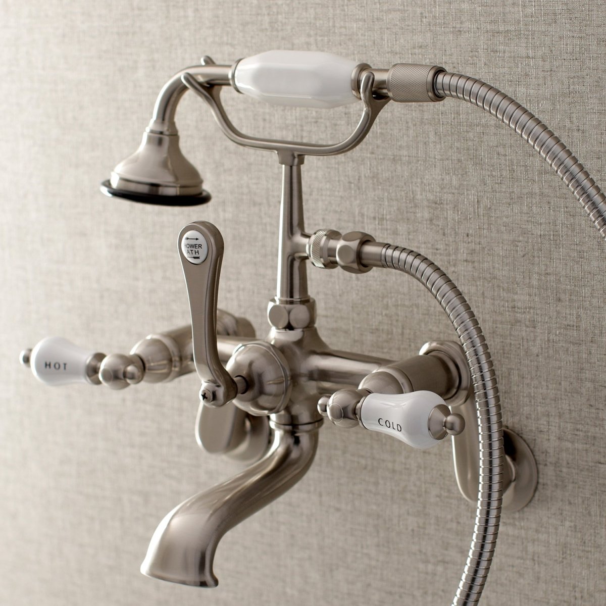 Aqua Vintage Two Handle Wall Mount Tub Faucet - BUILDMYPLACE