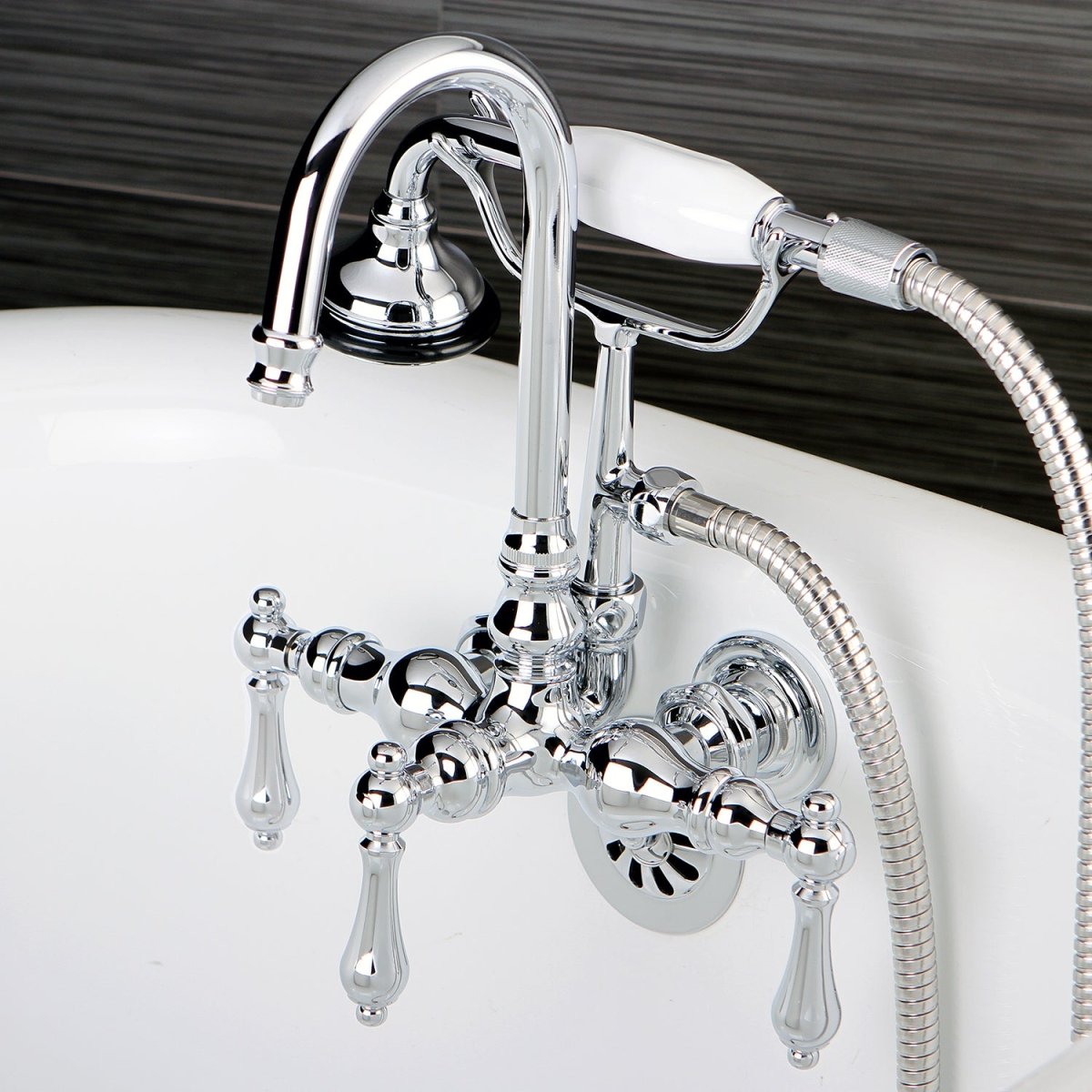 Aqua Vintage Wall Mount Clawfoot Tub Faucet In 3.3" Center Spread - BUILDMYPLACE