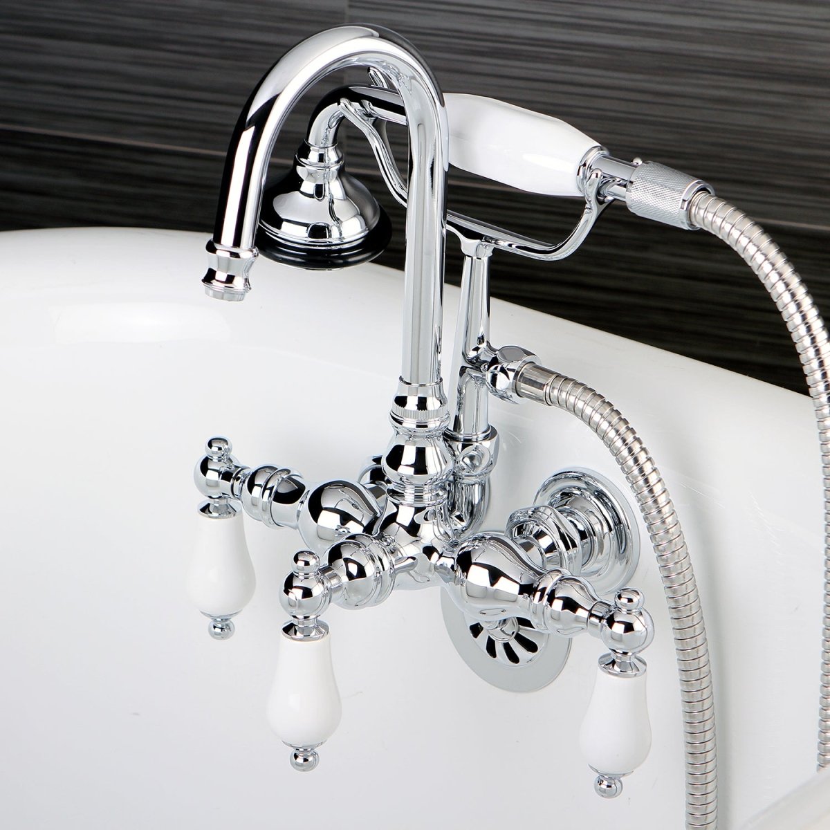 Aqua Vintage Wall Mount Clawfoot Tub Faucet With 3.4" Center Spread - BUILDMYPLACE