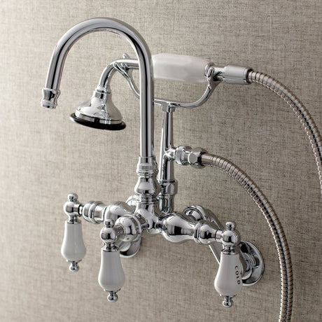 Aqua Vintage Wall Mount Clawfoot Tub Faucets In 3.4" Adjustable Center & Two Hole Installtion - BUILDMYPLACE