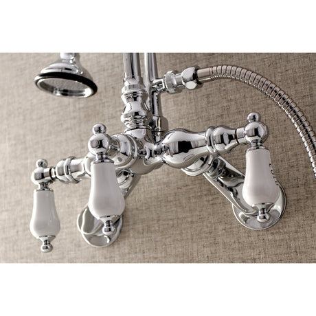 Aqua Vintage Wall Mount Clawfoot Tub Faucets In 3.4" Adjustable Center & Two Hole Installtion - BUILDMYPLACE