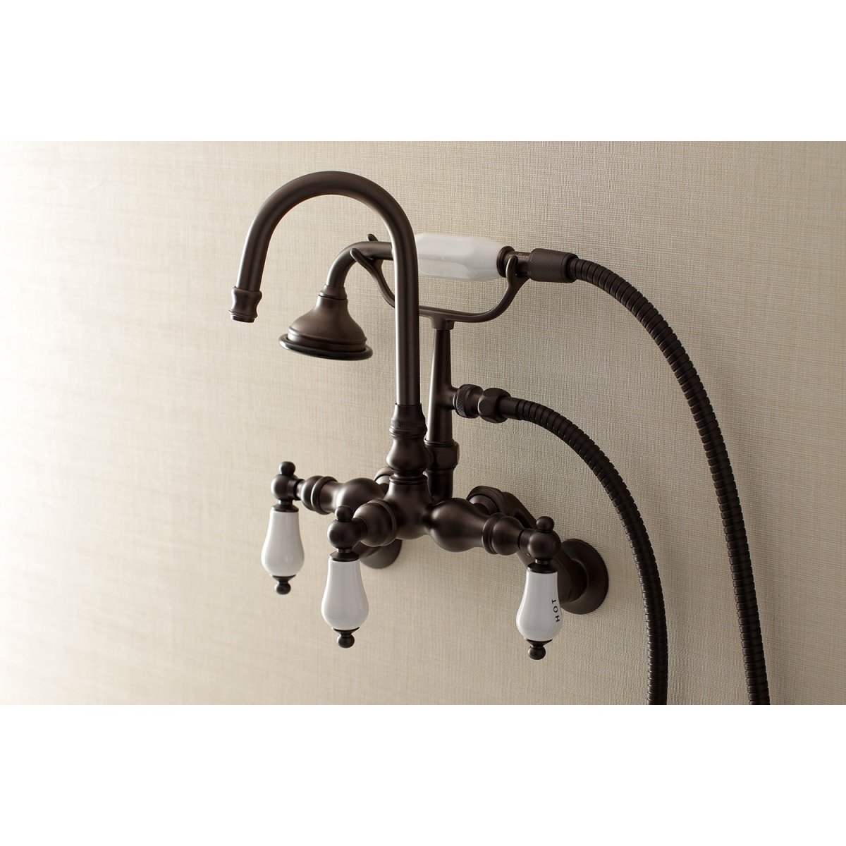 Aqua Vintage Wall Mount Clawfoot Tub Faucets In 3.4" Adjustable Center & Two Hole Installtion - BUILDMYPLACE