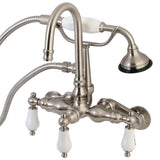 Aqua Vintage Wall Mount Clawfoot Tub Faucets In 3.4" Adjustable Center & Two Hole Installtion - BUILDMYPLACE