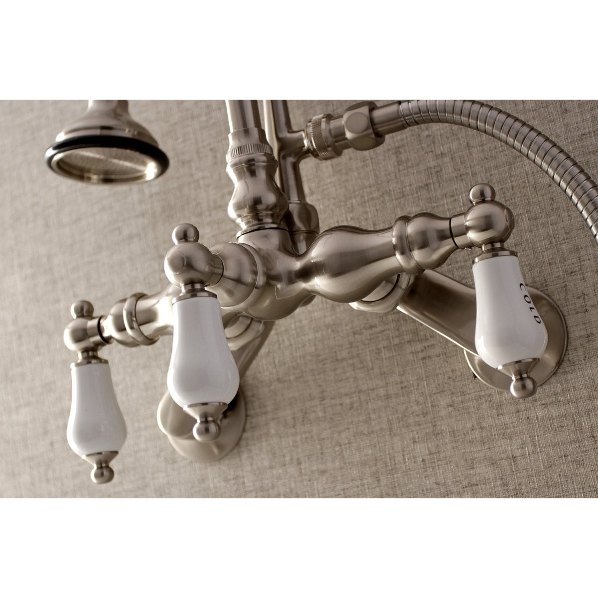 Aqua Vintage Wall Mount Clawfoot Tub Faucets In 3.4" Adjustable Center & Two Hole Installtion - BUILDMYPLACE