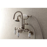 Aqua Vintage Wall Mount Clawfoot Tub Faucets In 3.4" Adjustable Center & Two Hole Installtion - BUILDMYPLACE