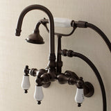 Aqua Vintage Wall Mount Clawfoot Tub Faucets In 3.4" Adjustable Center & Two Hole Installtion - BUILDMYPLACE