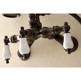 Aqua Vintage Wall Mount Clawfoot Tub Faucets In 3.4" Adjustable Center & Two Hole Installtion - BUILDMYPLACE