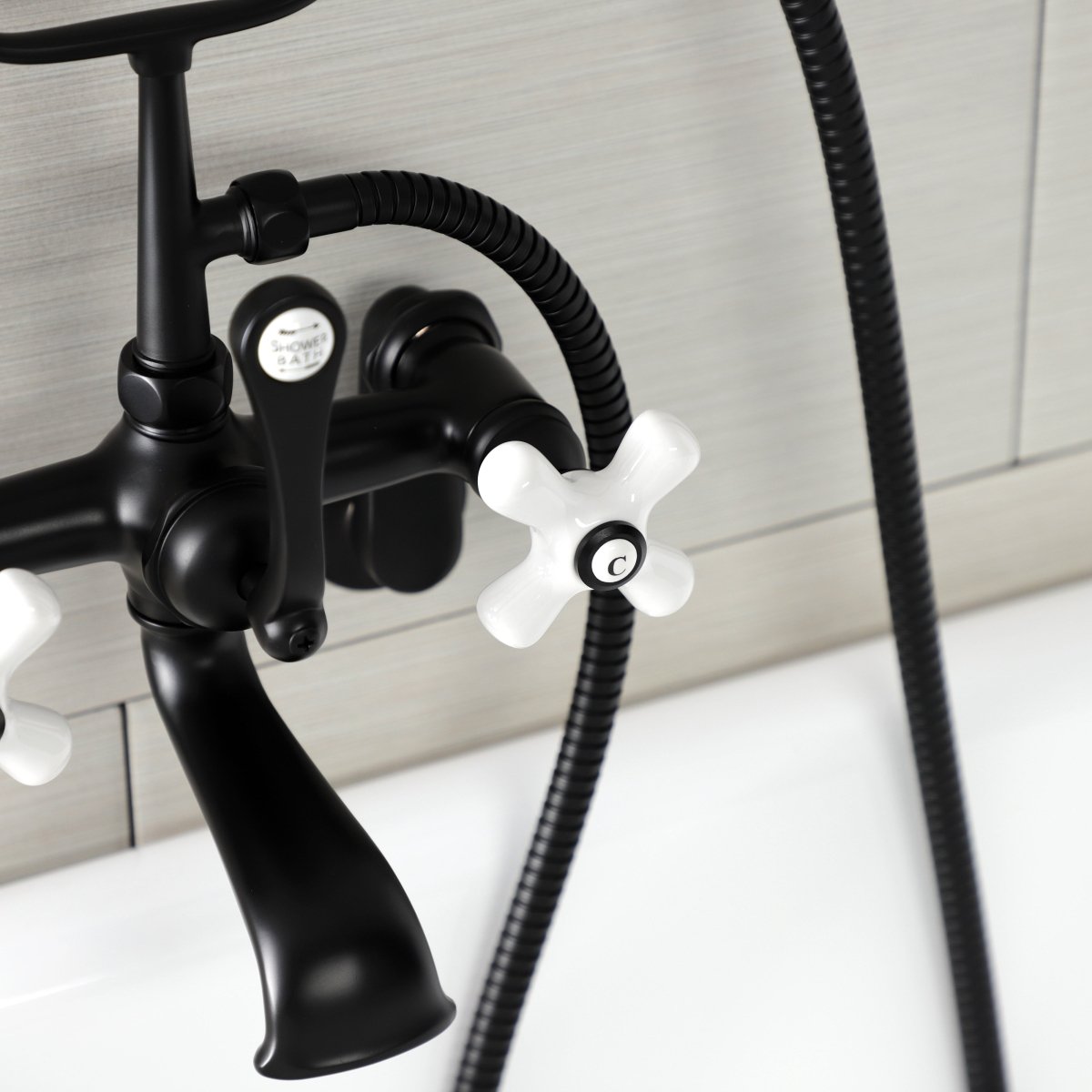 Aqua Vintage Wall Mount Tub Faucet With Hand Shower - BUILDMYPLACE