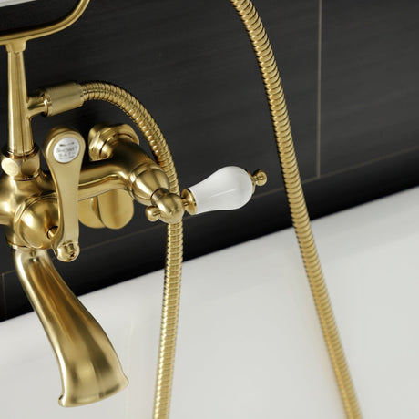 Aqua Vintage Wall Mount Tub Faucet with Hand Shower, 7" Centers Two hole Installation - BUILDMYPLACE